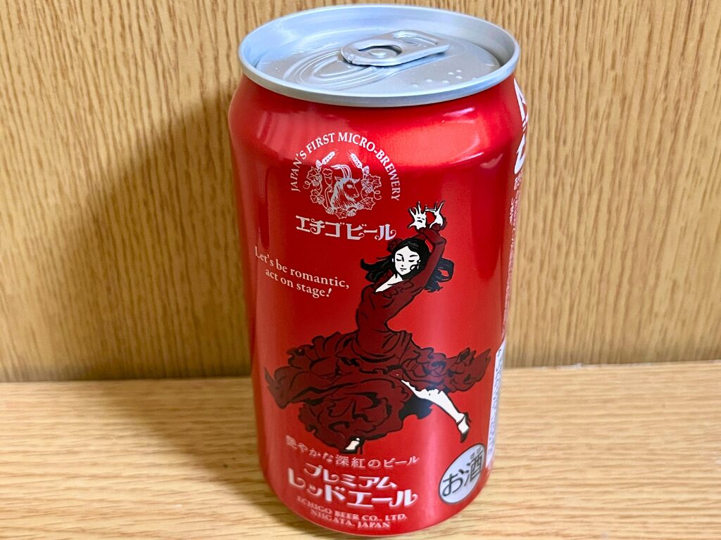 エチゴビールプレミアムレッドエールの缶裏面デザイン