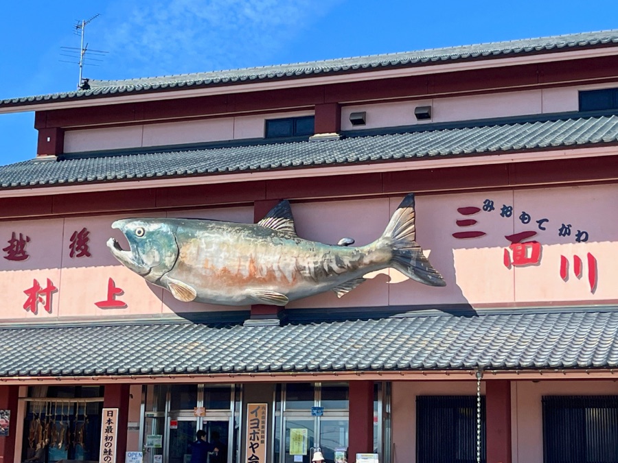 村上市の鮭の資料館「イヨボヤ会館」の外観